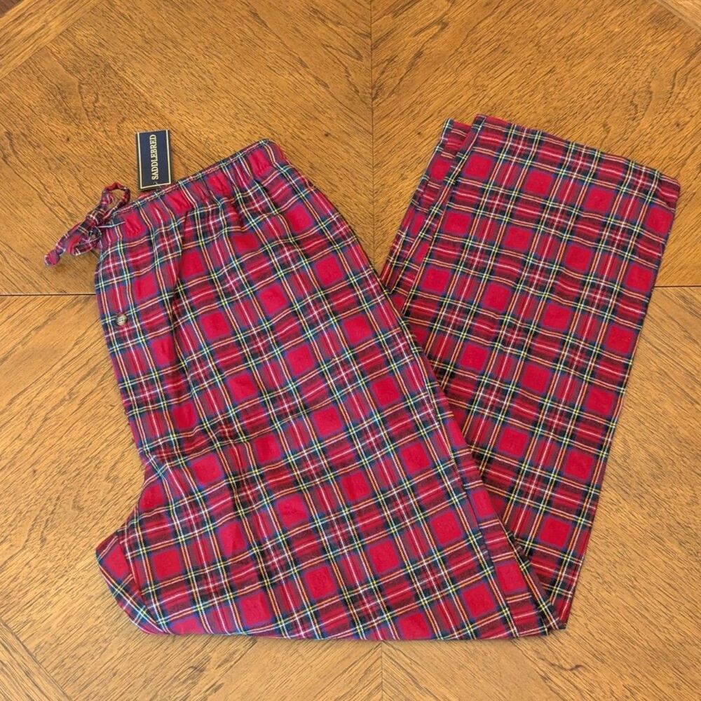 NWT Saddlebred Red Tartan Plaid Cotton Flannel Pajama Pants Men's Medium